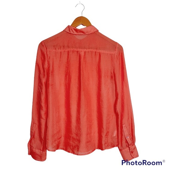 LOFT Coral Peach Button Down Shirt - Picture 4 of 6